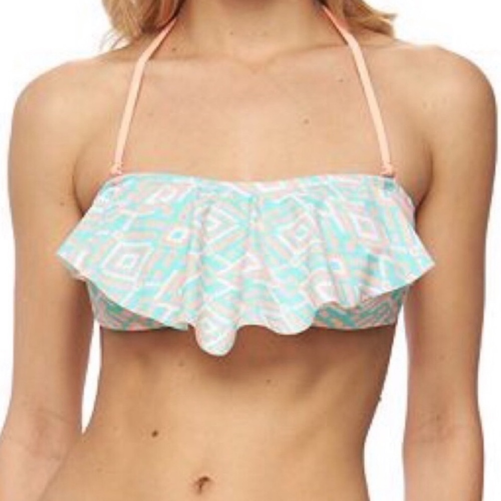 Southwestern Aztec ruffle bandeau bikini swimsuit top size medium